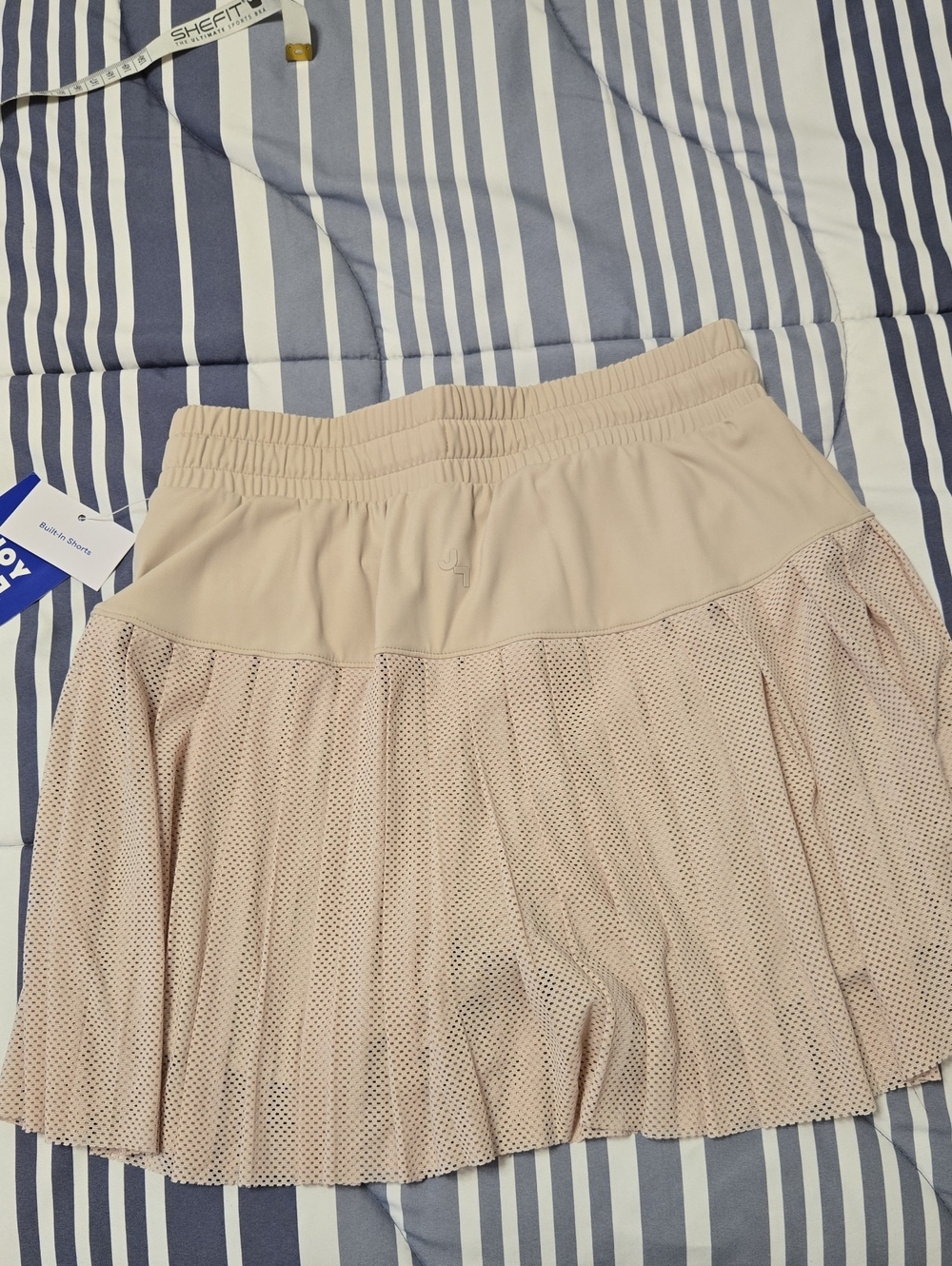 Women's Beige Mesh Layered Shorts Skirt - Picture 3 of 3